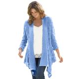 Plus Size Women's Open Front Pointelle Cardigan by Woman Within in French Blue (Size 3X) Sweater