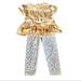 Jessica Simpson Matching Sets | Jessica Simpson Floral Ombr Outfit | Color: White/Yellow | Size: 2tg