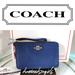 Coach Bags | Coach Double Corner Zip Crossgrain Leather Wristlet Cobalt/Gold Nwt +Free Gift!* | Color: Blue/Gold | Size: 6 1/2" (L) X 3 3/4" (H) X 1 3/4" (W)