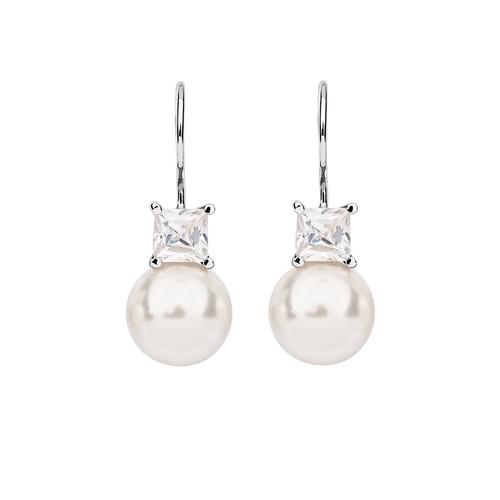 Nenalina - Nenalina Ohrringe Synthetische Perle Zirkonia 925 Silber 1 ct Damen