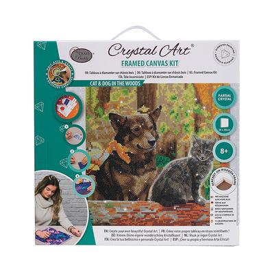 Craft Buddy Craft Kits - Cat and Dog in the Woods Medium Frame Crystal Art Kit