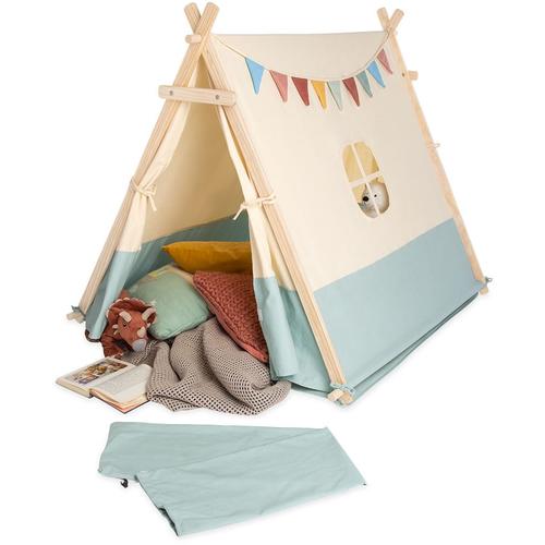 Spielzelt PINOLINO ""Yuma"" Spielzelte beige (natur/blau) Kinder mit Zeltstangen aus Holz