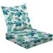 2-Piece Deep Seating Cushion Set Watercolor exotic plants seamless on white Perfect for cover packaging Outdoor Chair Solid Rectangle Patio Cushion Set