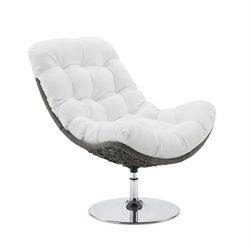 Ergode Brighton Wicker Rattan Outdoor Patio Swivel Lounge Chair - Light Gray White
