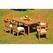 Teak Dining Set: 6 Seater 7 Pc: 94 Rectangle Table & 2 Stacking Arbor Arm & 4 Armless Chairs Outdoor Patio Grade-A Teak Wood WholesaleTeak #WMDSAB15