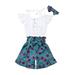 ZIYIXIN 3PCS Kids Baby Girls Clothes Off Shoulder Vest Tops+Floral Shorts Pants Outfits White 2-3 Years