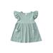 ZIYIXIN Kids Baby Girls Organic Cotton Ruffled Sleeve Tunic Dress Swing Casual Sundress Party Princess Dresses Blue 3-4 Years