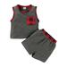 KIMI BEAR Short Outfits For Baby Boys 0 Months Newborn Boys Summer Clothes Casual Plaid Stitching Pocket Round Neck Sleeveless Top Shorts 2PCs Set 0-3 Months Dark Gray Red