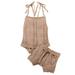 ZIYIXIN Infant Baby Girl Summer Clothes Outfits Boho Knit Crochet Spaghetti Straps Bodysuit+Drawstring Short Pants Set Brown 6-9 Months