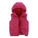 2DXuixsh Kid Boys Coats Child Kids Toddler Baby Boys Girls Sleeveless Winter Solid Coats Hooded Jacket Vest Outer Outwear Outfits Clothes Toddler Girl Coat 6 7 Polyester Hot Pink 140