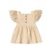 ZIYIXIN Newborn Baby Girls Princess Dress Solid Lace Fly Sleeve Button A-Line Mini Dress Apricot 6-12 Months