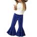 Jdefeg Juniors for Girls Bell Denim Flare Two Ripped 1-6Y Ruffles Bottom Pants for Kids Baby Girls Jeans Toddler Trousers Girls Pants Toddler Pants Girl Cotton Blend Blue 110