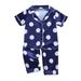 2DXuixsh 4 Piece Pajamas Girls Baby Short Outfits Tops+Pants Sleepwear Pajamas Print Toddler Girls Dot Sleeve Girls Outfits&Set Snap Waist Footed Pajamas Cotton Blend Navy 130