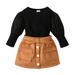 Jdefeg Baby Girl Clothes 6-12 Months Kids Baby Girls Long Bubble Sleeve Ribbed Solid Sweater Tops Blouse Patchwork Skirt Outfit Clothes Set 2Pcs Baby Girl Clothes Arrival Spandex Black 6M