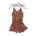 ZIYIXIN Infant Baby Girl Leopard Romper Lace Off Shoulder Halter Jumpsuit Overall Shorts Summer Outfits Pink 2-3 Years