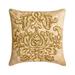 Decorative Pillow Cover Decorative Gold 20 x20 (50x50 cm) Throw Pillow Covers Velvet Beaded Damask & Foil Throw Pillows For Sofa Abstract Pattern Victorian Style - Aureate Ivory