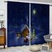 Goory Xmas Thermal Insulated Window Treatments Printed Blackout Window Drapes Slot Top Rod Pocket Window Curtain Panel Navy Blue W:42 x L:91