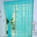 Gerich Cyan Tulle Voile Door Casement Curtain Ruffled Textured Bow Window Panel Drape Panel Sheer Scarf Divider for Living Dining Room Bedroom-1 Pcs
