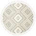 SAFAVIEH Aspen Caymen Geometric Fringe Wool Area Rug Taupe/Ivory 5 x 5 Round