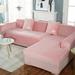 Elastic Velvet L Shape Sofa Slipcover Anti Slip Stretch Couch Cover For Sectional Anti Scratch Sofa Cover Sofa Protector Pets Dog Cat-1 Seater-Pink