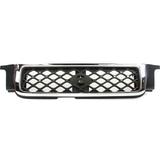 Grille Assembly Compatible With 1999-2004 Nissan Pathfinder Chrome Shell with Painted Dark Gray Insert