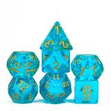 Cusdie 7-Die Resin DND Dice Polyhedral Dice Set with Aurora Glitters for Role Playing Game Dungeons and Dragons D&D Dice MTG Pathfinder