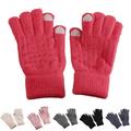 1 Pair Cycling Gloves Full Finger Thickened Touchscreen Thermal Windproof Keep Warm Solid Color Autumn Winter Men Women Motorcycle Riding Gloves for Outdoor Pink