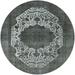 Ahgly Company Machine Washable Indoor Round Industrial Modern Light Black Area Rugs 5 Round