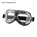 Lens Frame Snowboard Protective Gears Vintage Retro Goggles Motorcycle Glasses Cruiser Scooter Pilot BLACK TRANSPARENT LENS