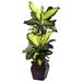 Nearly Natural Plastic 45 Green Golden Dieffenbachia Artificial Plant with Planter