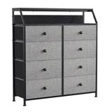 REAHOME 8 Drawer Wood Top Storage Organizer w/ 2 Additional Drawers, Light Grey