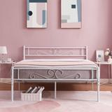 Modern Platform Bed Frame with Premium Graceful Scroll Headboard Twin/Full/Queen