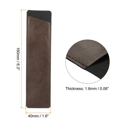 2Pcs Pen Pouch Case PU leather Pencil Sleeve Pocket Protector Brown
