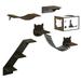 PawHut Cat Shelves with Ergonomically Curved Platform Cozy Cat House Bridge Easy Stairs and Flat Perch Wall-Mounted Cat Tree Climbing Playground Modern Cat Tree Coffee Brown