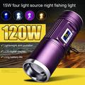 SPRING PARK Super Bright Spotlight LED Flashlight Handheld Rechargeable Lights Outdoor Digital Display Torchlight Searchlight and Floodlight Hiking Fishing Flashlight USB Output