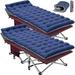 FICISOG Adults Folding Camping Cots 900lbs Layer Oxford Sleeping Cots with Carry Bag & Mattress(2PK)