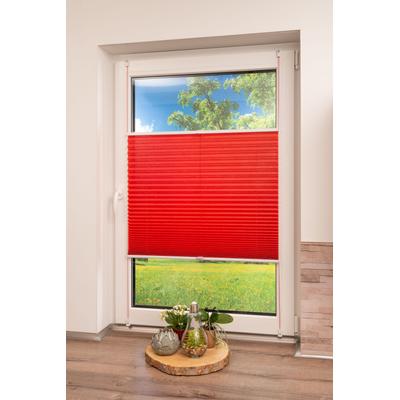 Plissee K-HOME "Klemmfix Pisa" Gr. 8, rot, B:110cm H:130cm, Obermaterial: 100% Polyester, Plissees, Crushed-Optik Image