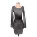 Forever 21 Casual Dress - Bodycon Scoop Neck Long sleeves: Black Color Block Dresses - Women's Size Small