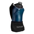 Nathan Running Handheld Quick Squeeze. No-Grip Adjustable Hand Strap. 12oz / 18oz / Insulated. Reflective Hydration Water Bottle. (18oz, Black/Blue)