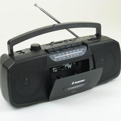 Black Stereo Portable Cassette Player, Record And Radio