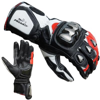 Motorradhandschuhe PROANTI Gr. XXL, rot (rot, weiß), Handschuhe, XXL, Obermaterial: 100% Rindsleder. Innenfutter: 100% Polyester, Racing Pro