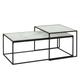 Lot de 2 tables gigognes en marbre blanc et pieds métal noir