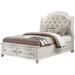 ACME Jaqueline Eastern King Bed in Light Gray Linen & Antique White Finish