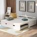 Extending Daybed Wooden Daybed with Trundle and High Quality Solid Pine Legs, Durable Frame Suitable for Bedroom Furniture