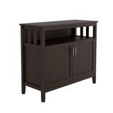 Wood Sideboard Storage Cabinet with Open Storage Shelf, Adjustable Shelf and Metal Handles