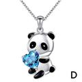 Cute Panda Bear Necklace Pendant Heart Round Shape Chain Zircon For Women Charm Collar Necklace D7T5