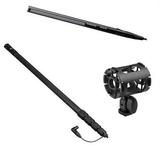 MKH-416 Short Shotgun Interference Tube Microphone - Bundle With H&A 4-Point Universal Shock Mount H&A Carbon Fiber Telescoping Boom Pole