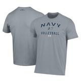 Men's Under Armour Gray Navy Midshipmen Volleyball Arch Over Performance T-Shirt