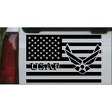 US American Flag Air Force USAF Car or Truck Window Laptop Decal Sticker Black 4in X 6.3in