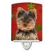 Caroline s Treasures KJ1188CNL Red Snowflakes Holiday Christmas Yorkie Puppy / Yorkshire Terrier Ceramic Night Light